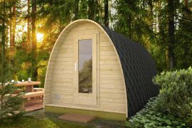 Sauna Pod Schlafkogel 14, robustes, 40 mm starke Blockbohlen, 2 Räume, Maße: 238 x 477 x 241, Hartglas, 11,4 m², Leimholz, Saunabänke