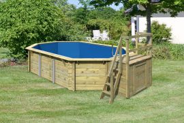 Pool 4 SET aus Holz, Farbe: Natur KDI, Ø 633 cm, inkl. Leitern & Terrasse