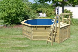 Pool Modell 1 X SET, Farbe: Natur KDI, Ø 432,5 cm, mit Leitern & Terrasse