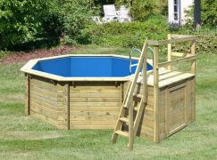 Holzpool 1 B SET, Farbe: Natur KDI, Ø 433 cm, inkl. Leitern & Terrasse