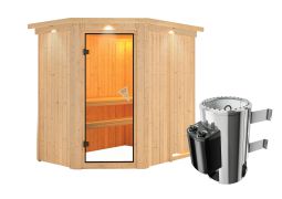 Sauna "Ole" SET mit bronzierter Tür und Kranz  mit Ofen 3,6 kW - 165 x 210 x 202 cm (B x T x H)