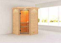 Sauna "Henrik" mit bronzierter Tür und Kranz - Farbe: Natur - 173 x 159 x 191 cm (B x T x H)