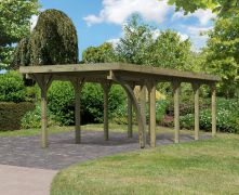 Einzelcarport Classic 3 mit PVC-Dach Variante B SET inkl. einem Einfahrtsbogen, Farbe: Natur KDI, Grundfläche: 21,21 m²