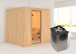 Sauna "Jonina" SET - Farbe: Natur, Ofen 9 kW - 196 x 178 x 198 cm (B x T x H)