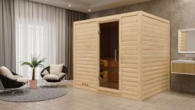 Sauna "Leja" SET mit graphitfarbener Tür - Farbe: Natur, Ofen 9kW - 231 x 196 x 200 cm (B x T x H)