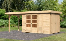 Gartenhaus SET naturbelassen mit Anbauschrank, Schleppdach 2,4 m Breite, Grundfläche: 6,71m²