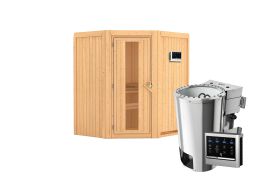 Sauna "Kjell" SET mit Energiespartür und Ofen BIO 3,6 kW - 170 x 151 x 198 cm (B x T x H)