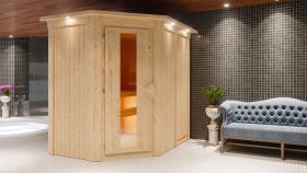 Sauna "Ole"  mit Energiespartür und Kranz - Farbe: Natur - 165 x 210 x 202 cm (B x T x H)