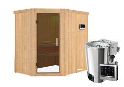 Sauna "Ole" SET mit graphitfarbener Tür & Ofen BIO 3,6 kW - 151 x 196 x 198 cm (B x T x H)