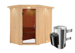 Sauna "Ole" SET mit graphitfarbener Tür, Kranz & Ofen 3,6 kW - 165 x 210 x 202 cm (B x T x H)