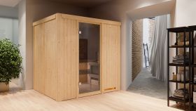 Sauna "Agnar" mit graphitfarbener Tür - Farbe: Natur - 196 x 170 x 198 cm (B x T x H)