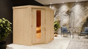 Sauna "Askjell" mit Energiespartür - Farbe: Natur - 196 x 170 x 198 cm (B x T x H)