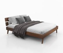 Doppelbett / Gästebett Engordany 09 | Buche Vollholz massiv | lackiert | Liegefläche: 180 x 200 cm | Farbe: Walnuss | mit stabiler Kopfstütze | lange Lebensdauer