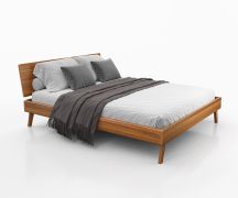 Einzelbett / Gästebett Engordany 10 | Buche Vollholz massiv | lackiert | Liegefläche: 140 x 200 cm | Farbe: Eiche Rustikal | mit stabiler Kopfstütze | zeitloses Design