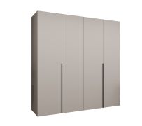 Kleiderschrank / Drehtürenschrank Eiger 31, Farbe: Kaschmir, vier Türen, zwei Kleiderstangen, 2 Meter breit, zwei Fächer, Griffe: Schwarz, Soft-Close-Funktion