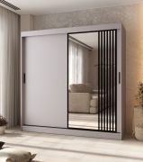 Kleiderschrank / Schiebetürenschrank | dekorative Spiegeltür | Kaschmir | 10 Fächer | 2 Kleiderstangen | 200 x 62 x 200 cm | für Schlafzimmer