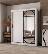 Kleiderschrank / Schiebetürenschrank | Farbe: Weiß Matt | 2 Kleiderstangen | 5 Fächer | hochwertig Verarbeitet | 150 x 62 x 200 cm | für Schlafzimmer