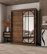 Kleiderschrank / Schiebetürenschrank | Farbe: Walnuss Warmia | 2 Kleiderstangen | 5 Fächer | hochwertig Verarbeitet | 150 x 62 x 200 cm | für Schlafzimmer