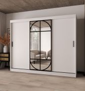 Schiebetürenschrank | Weiß Matt | Spiegeltür | Moderne Details | 250 x 62 x 200 cm | Kleiderschrank | 10 Fächer | 2 Kleiderstangen | hochwertig Verarbeitet