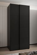 Kleiderschrank / Schiebetürenschrank | 245,5 x 110 x 64 cm | 2 Schiebetüren | 6 Fächer | 2 Kleiderstangen | 6 Einlegeböden | Farbe: Schwarz |Soft-Close