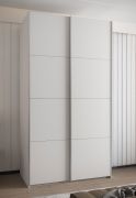 Kleiderschrank / Schiebetürenschrank | 245,5 x 130 x 64 cm | 6 Fächer | 6 Einlegeböden | 2 Schiebetüren | 2 Kleiderstangen | Farbe: Weiß | Soft-Close
