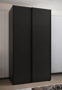 Kleiderschrank / Schiebetürenschrank | 245,5 x 130 x 64 cm | 6 Fächer | 6 Einlegeböden | 2 Schiebetüren | 2 Kleiderstangen | Farbe: Schwarz | Soft-Close