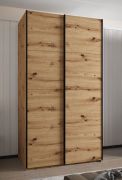 Kleiderschrank / Schiebetürenschrank | 245,5 x 140 x 64 cm | 2 Kleiderstangen | 2 Schiebetüren | 6 Fächer | 6 Einlegeböden | Farbe: Eiche Artisan