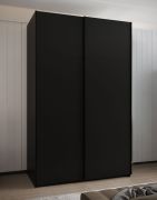 Kleiderschrank / Schiebetürenschrank | 2 Kleiderstangen | 2 Schiebetüren | 245,5 x 150 x 64 cm | 6 Fächer | 6 Einlegeböden | Soft-Close | Farbe: schwarz