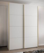 Kleiderschrank / Schiebetürenschrank | 245,5 x 170 x 64 cm | Soft-Close | 2 Kleiderstangen | 2 Schiebetüren | 11 Fächer | ABS-Kantenschutz | Farbe: Weiß