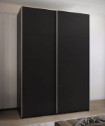Schiebetürenschrank / Kleiderschrank | 2 Kleiderstangen | 245,5 x 180 x 64 cm | 2 Schiebetüren | 11 Fächer | 10 Einlegeböden | Farbe: Schwarz | Soft-Close