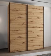 Kleiderschrank / Schiebetürenschrank | 245,5 x 200 x 64 cm | 11 Fächer | 10 Einlegeböden | 2 Kleiderstangen | 2 Schiebetüren | Farbe: Eiche Artisan