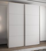 Kleiderschrank / Schiebetürenschrank | 245,5 x 200 x 64 cm | 2 Schiebetüren | 2 Kleiderstangen | 11 Fächer | 10 Einlegeböden | Farbe: Weiß | Soft-Close