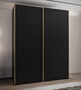 Kleiderschrank / Schiebetürenschrank | 10 Einlegeböden | 245,5 x 200 x 64 cm | 11 Fächer | 2 Schiebetüren | 2 Kleiderstangen | Farbe: Schwarz | Soft-Close
