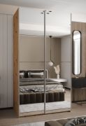 Kleiderschrank / Schiebetürenschrank | 245,5 x 120 x 64 cm | 2 Kleiderstangen | 2 Schiebetüren | 6 Einlegeböden | 6 Fächer | Farbe: Eiche Artisan | Soft-Close