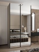 Kleiderschrank / Schiebetürenschrank | 245,5 x 130 x 64 cm | 2 Kleiderstangen | Soft-Close | 2 Schiebetüren | Farbe: Kaschmir | 6 Fächer | 6 Fächer