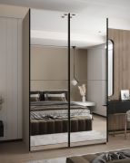 Kleiderschrank / Schiebetürenschrank | Soft-Close | 11 Fächer | 245,5 x 160 x 64 cm | 2 Kleiderstangen | Farbe: Kaschmir | 2 Schiebetüren | Spiegel