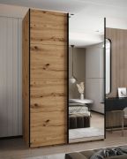 Kleiderschrank / Schiebetürenschrank | Soft-Close | 11 Fächer | Farbe: Eiche Artisan | 245,5 x 160 x 64 cm | Spiegel | 2 Kleiderstangen | 2 Schiebetüren