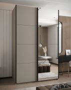Kleiderschrank / Schiebetürenschrank | 11 Fächer |Farbe: Kaschmir | Spiegel | Soft-Close | 2 Schiebetüren | 2 Kleiderstangen | 245,5 x 160 x 64 cm