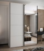 Kleiderschrank / Schiebetürenschrank | 11 Fächer | Farbe: Weiß | 245,5 x 180 x 64 cm | 2 Kleiderstangen | 2 Schiebetüren | Spiegel | Soft-Close