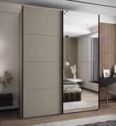 Kleiderschrank / Schiebetürenschrank | 245,5 x 200 x 64 cm | Soft-Close | Spiegel | 2 Kleiderstange | 2 Schiebetüren | Farbe: Kaschmir | 11 Fächer