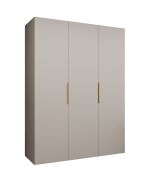 Kleiderschrank / Drehtürenschrank Korab 22, Farbe: Kaschmir, Griffe: Gold, zwei Fächer, 1,5 Meter breit, zwei Kleiderstangen, Soft-Close-Funktion, drei Türen