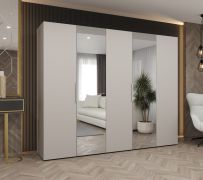 Kleiderschrank mit zwei Spiegeltüren Korab 98, Farbe: Kaschmir, Soft-Close-Funktion, drei Kleiderstangen, 2,5 Meter breit, Griffe: Kaschmir, Drehtürenschrank