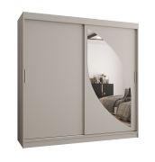 Kleiderschrank / Schiebetürenschrank Jorasses 20, Farbe: Kaschmir, Aluminiumschienen, 10 Fächer, 2 Meter breit, eine Spiegeltür, zwei Kleiderstangen