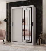 Kleiderschrank / Schiebetürenschrank | Weiß Matt | 5 Fächer | 2 Kleiderstangen | hochwertig Verarbeitet | 120 x 62 x 200 cm | dekorative Spiegeltür
