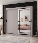 Schiebetürenschrank / Kleiderschrank | Kaschmir | 10 Fächer | 2 Kleiderstangen | 200 x 62 x 200 cm | dekorative Spiegeltür | für Schlafzimmer