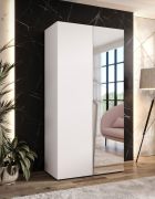 Kleiderschrank | 1 Spiegeltür | Farbe: Weiß | 1 Fach | Griffe: Kaschmir | 1 Kleiderstange | 1 Meter breit | Soft-Close-Funktion | Maße: 100 x 52 x 202 cm