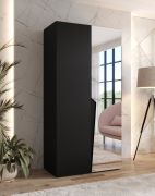 Kleiderschrank | 1 Spiegeltür | Farbe: Schwarz | 1 Fach | Griffe: Schwarz | 1 Kleiderstange | 1 Meter breit | Soft-Close-Funktion | Maße: 100 x 52 x 202 cm