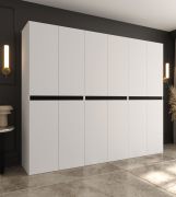 Drehtürenschrank / Kleiderschrank | Weiß | 12 Drehtüren | 9 Fächer | 3 Kleiderstangen | 240 x 52 x 203 cm | hochwertig Verarbeitet | Soft-Close Funktion