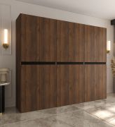 Drehtürenschrank / Kleiderschrank | Farbe: Walnuss Warmia | 12 Drehtüren | 9 Fächer | 3 Kleiderstangen | 240 x 52 x 203 cm | hochwertig Verarbeitet | Soft-Close Funktion