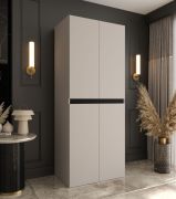 Drehtürenschrank / Kleiderschrank | Kaschmir | 4 Drehtüren | 3 Fächer | Soft-Close Funktion | 1 Kleiderstange | 80 x 52 x 203 cm | für Schlafzimmer